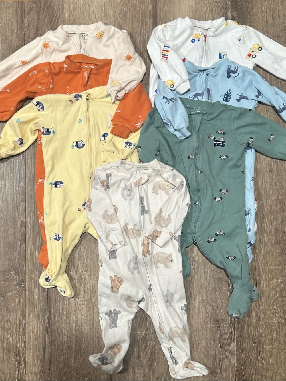6 Month -  Lot of 9, One-Piece Footed Pajamas